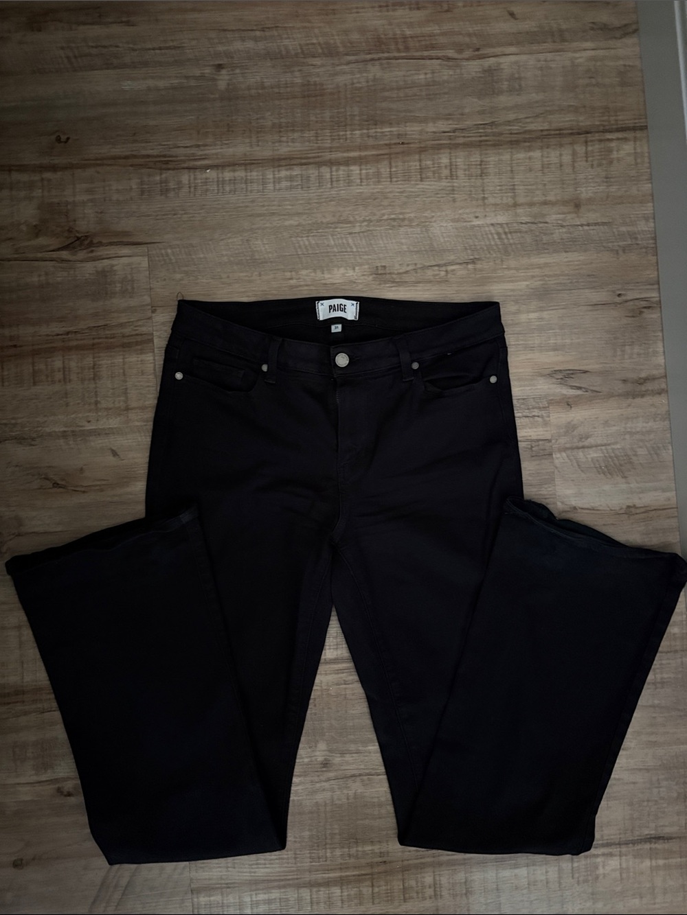 PAIGE Dark Black skyline Bootcut Jeans